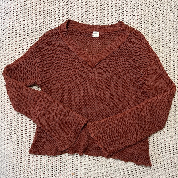 O’Neill Crotchet Knit V Neck Sweater L - Picture 1 of 7